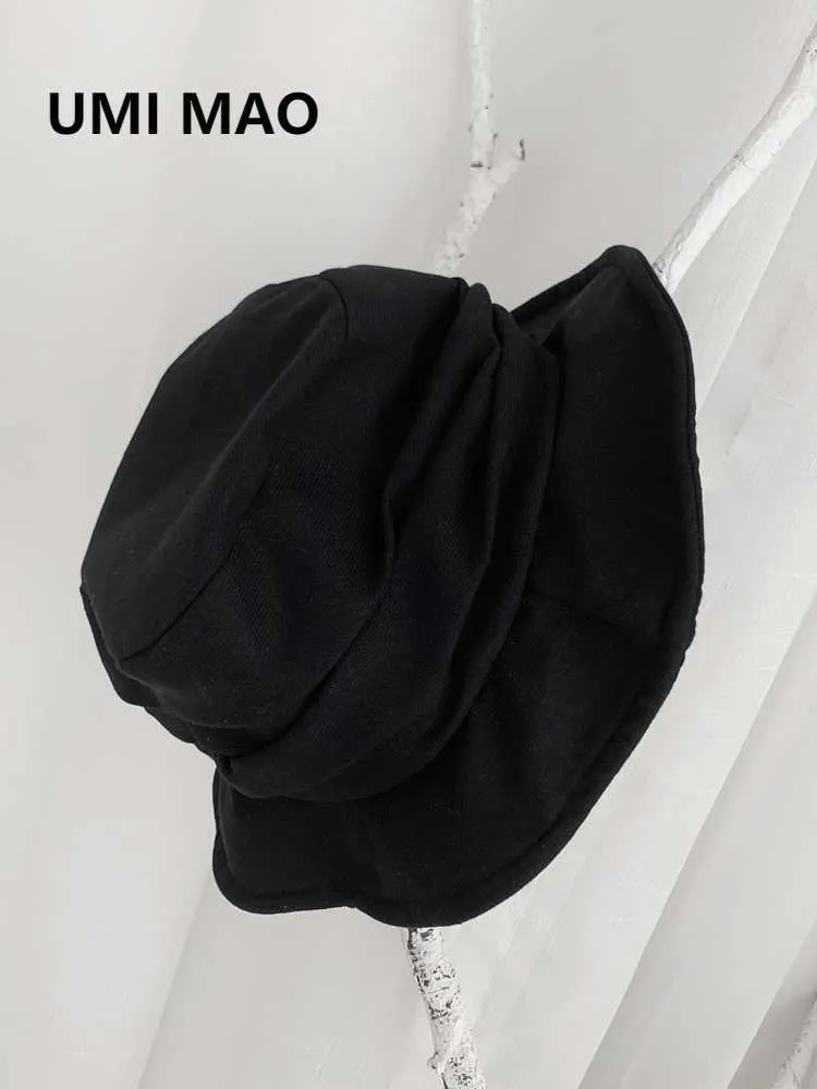 Chapeaux larges bord UMI MAO Yamamoto vent noir foncé japonais rétro pêcheur chapeau hommes femmes pli conception chapeau Harajuku Y2k Femme Hombre gothique R230308