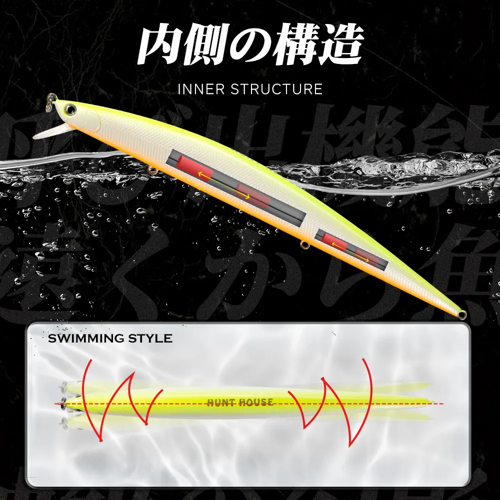 Baits Lures Hunthouse Slim Minnow 175mm 148mm Floating Wobble