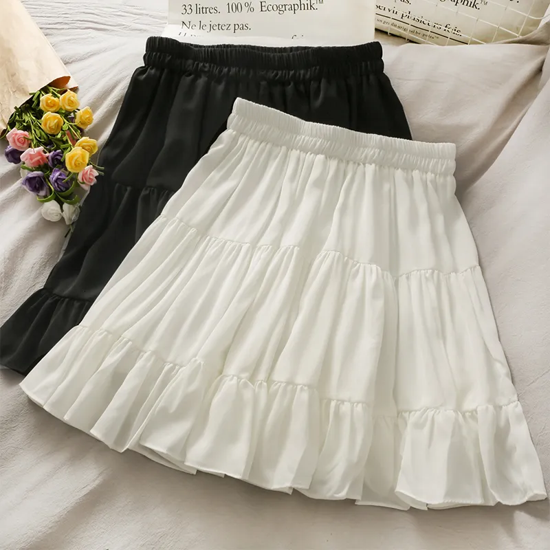 Skirts Women's Summer Sexy High Waist Slim Pleated A Line Mini Skirts Korean Fashion Casual Short Black White Skirt Alt Clothes Female 230308