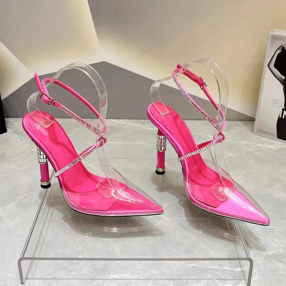 Neue Sandalen Knöchelband mit Strasssteinen eingelegt Damen-Abendschuhe mit hohen Absätzen Sommer-Luxus-Designer-Schuhe mit hohen Absätzen Party-Fabrikschuhe mit hohen Absätzen 35-42