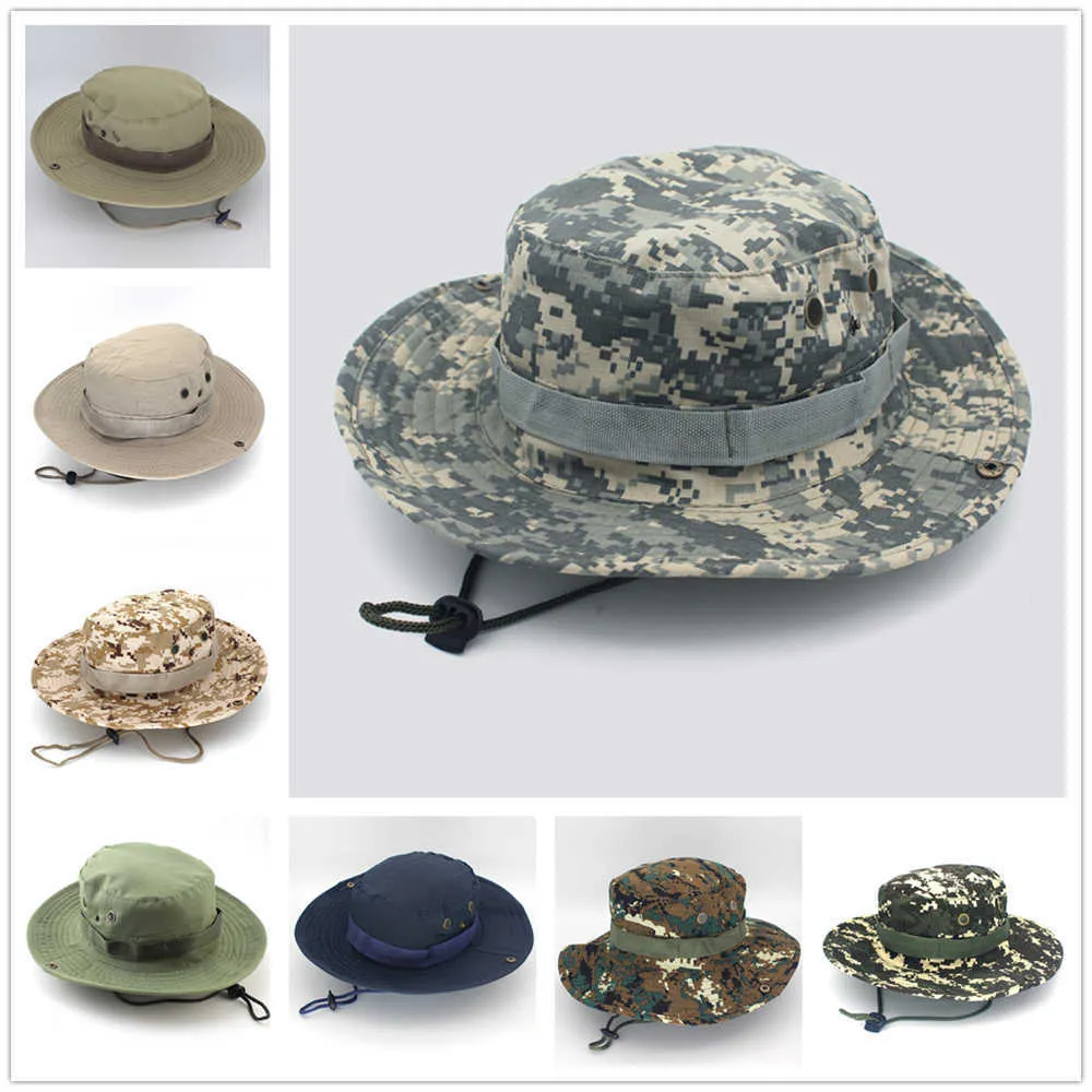 Chapeaux larges chapeaux été multi couleur hommes casquette à séchage rapide 2021 camouflage tactique seau chapeau armée militaire paintball pêche en plein air pêcheur chapeaux R230308