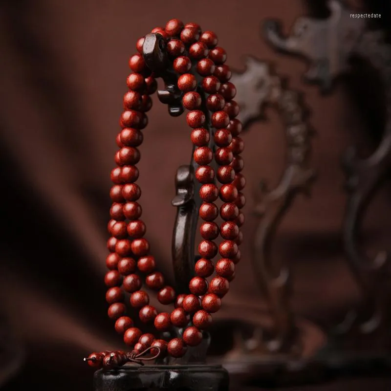 STRAND Groothandel Hoge dichtheid Oud materiaal Lobulaire rode sandelhoutarmbanden 108 Oil graan Zambia Blood en Tan Beads