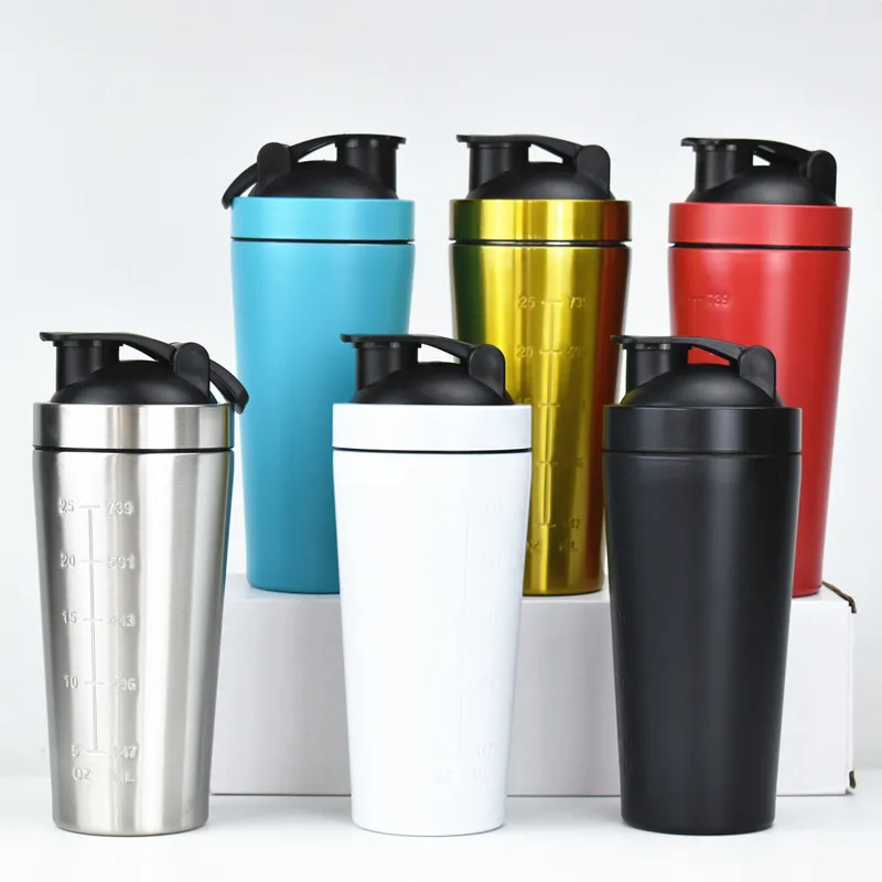 Water Bottles Sport Shaker Cup Stainless Steel Vacuum Mixer Outdoor Drinkware Double Layer Protein Powder 500ML 230308