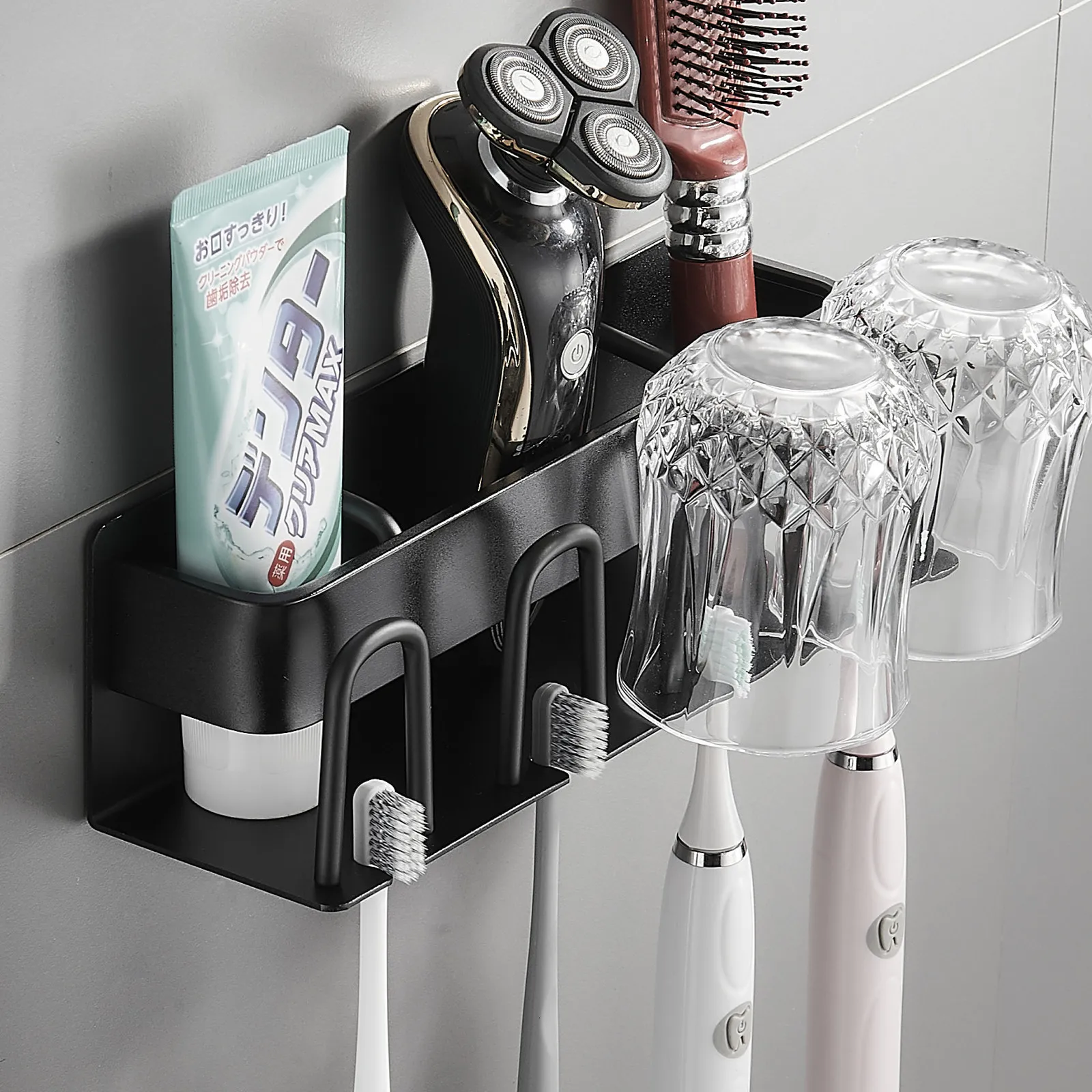 Porte-brosse à dents avec tasse salle de bain organisateur dentifrice support de stockage rasoir support étagère accessoires dgghr 230308