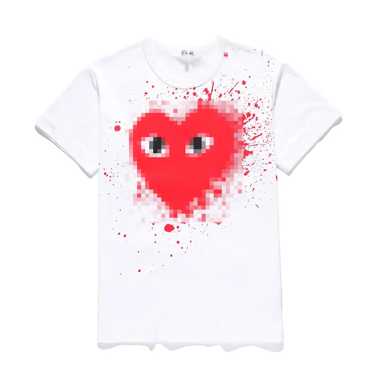 مصمم Tee Men's Thirts Com des Garcons يلعب كلاسيكي Red Heart Short Shirt T-Shirt White Women Tee