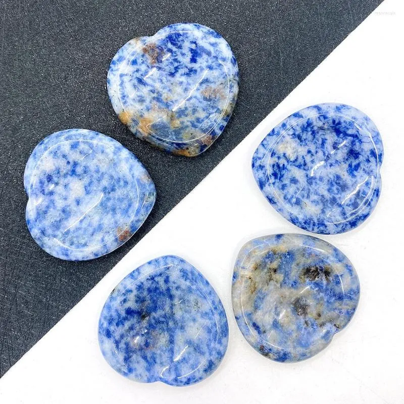 Charms Natural Stone Blue Sandstone Energy Duim Palmmassage Gem Chakra Aura White Dot Mineral Sieraden Beauty Tool