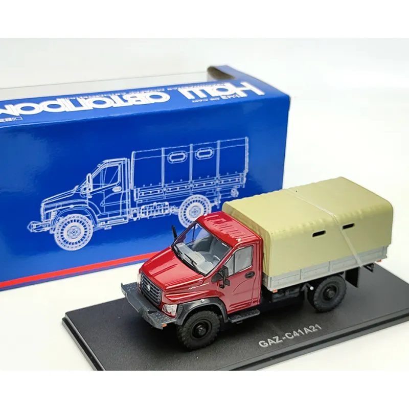 Diecast Model Car Track 1 43 Scale Diecast Alloy Metal Soviet Russia Volga Gaz C42R31 Truck Transporter Car Van Thome Toy for Collection 230308