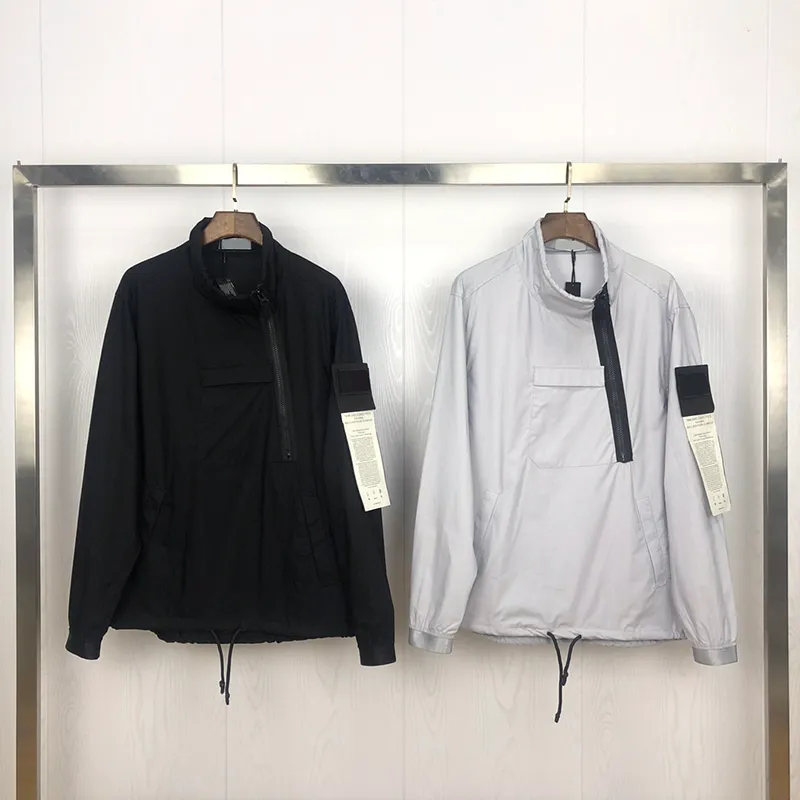 Topstoney Diagonal Zip Jacket Stone Designer Mens Jackets Windbreaker 코트 오버 셔츠 Veste Homme Amband Fashion Pullover Brand Size MXL