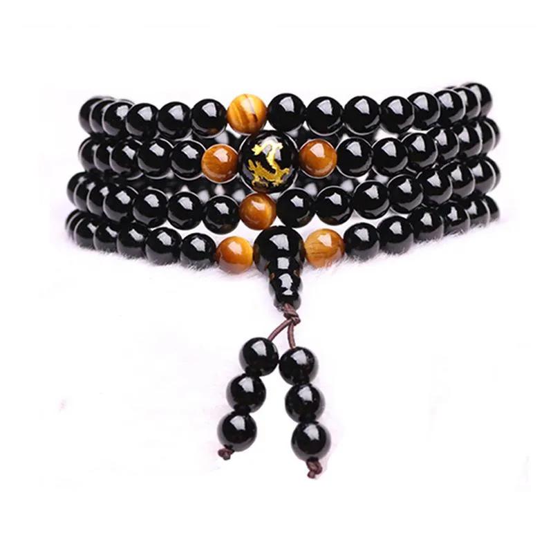Strand Perles Brins 2023 Dragon Noir Obsidienne Bouddha Bracelets Bracelets À La Main Bijoux Ethniques Cristal Pierre Perles Bracelet Pour Les Femmes