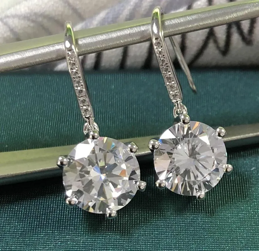 Studörhängen Luxury 3CT/vardera 9,0 mm runda klipp D Färg VVS1 Moissanite Earring Diamond PT950 Engagement E065