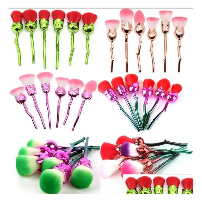 Makeup Brushes Rose Flower Brush 6Pcs Set Powder Foundation Blush Soft Drop Delivery Health Beauty Tools Accessories Dhk9W