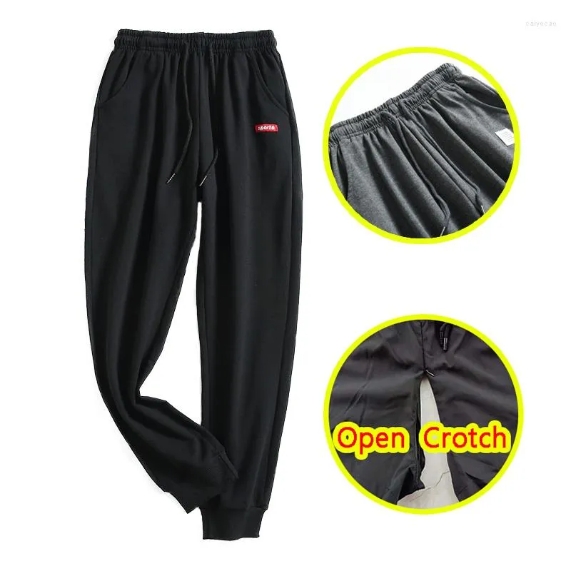 Pantaloni da uomo uomo moda grotch aperto sexy con cerniera nascosta e facile decollare i pantaloni senza piega pantis gay club dancewear sesso all'aperto