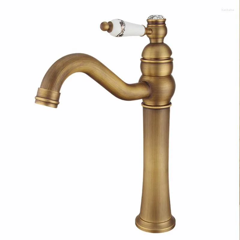 Robinets d'évier de salle de bain et robinet mitigeur d'eau froide lavabo Style européen robinets mitigeurs de cuisine en cuivre Antique