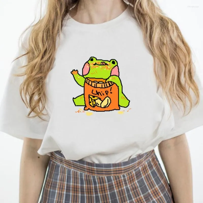 T-shirts femme Kawaii grenouille imprimé manches courtes t-shirts coton Harajuku esthétique chemise hauts d'été t-shirts mode Couple décontracté