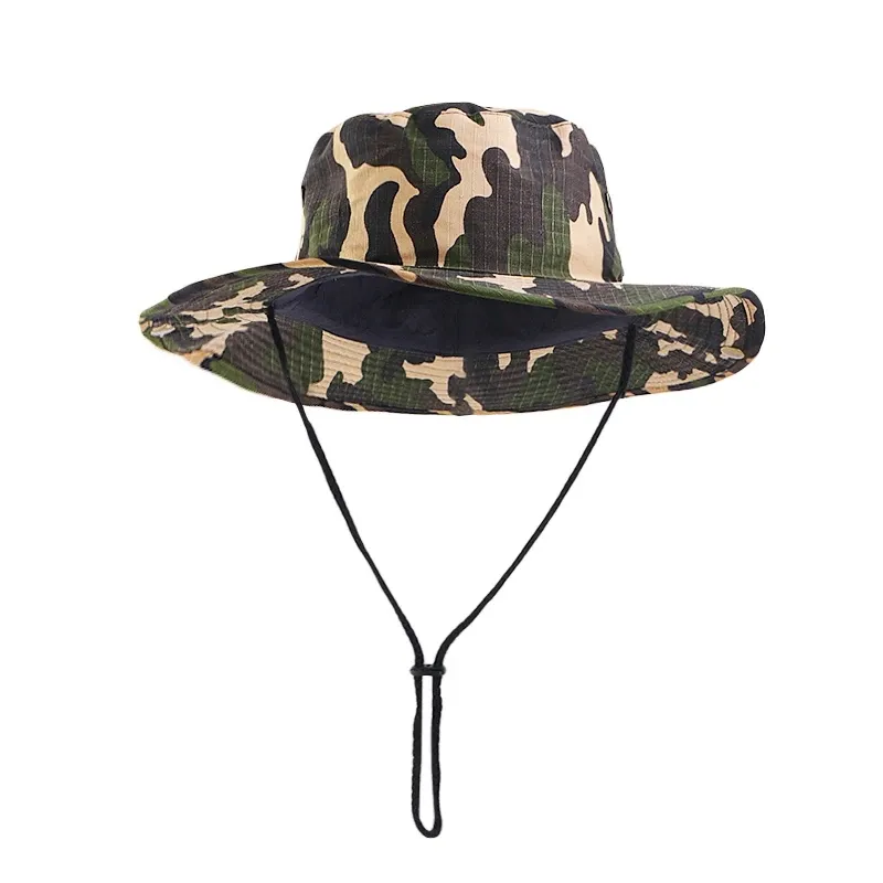 قبعات مموهة جديدة قبعات الصيد في الهواء الطلق قبعة بووني واسعة الحافة UV حماية قابلة للطي قبعة الشمس تسلق قبعة السفر