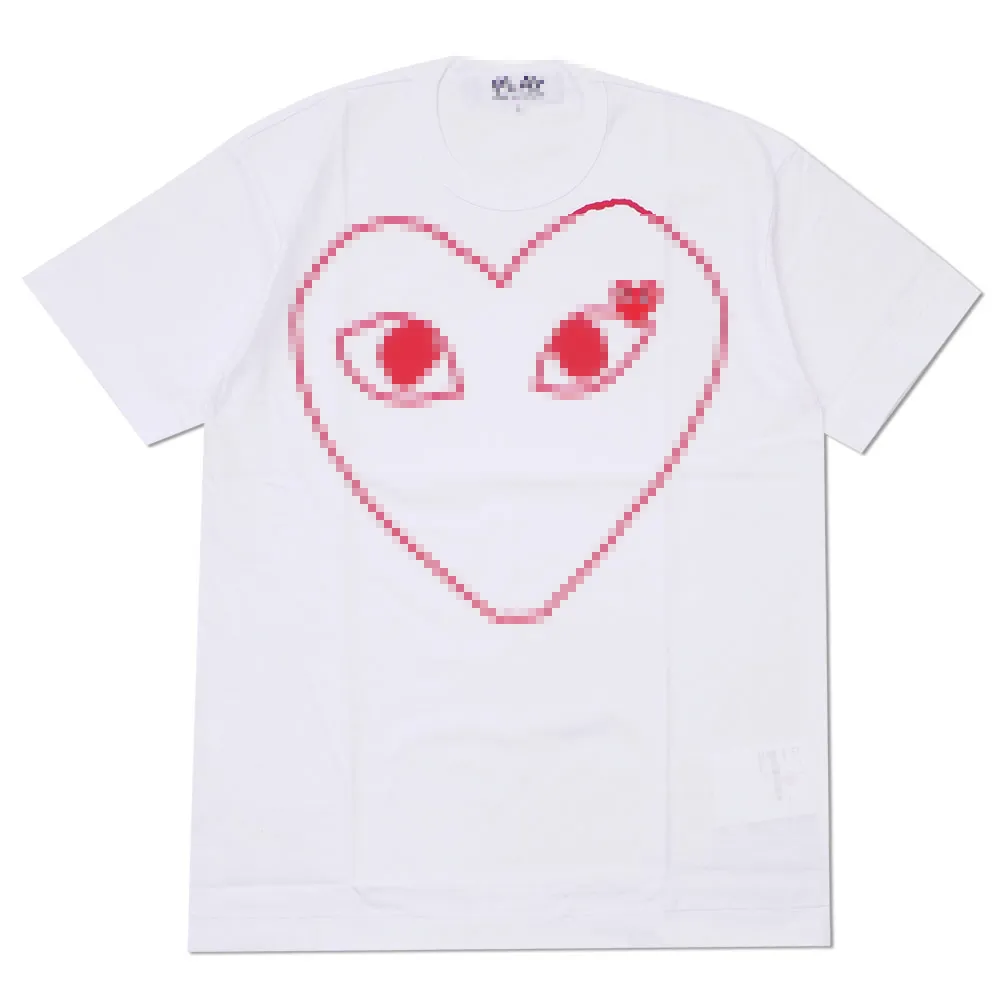 Designer TEE Men's T-Shirts Com des GarCons PLAY Outline Heart Graphic Tee SIZE Women White