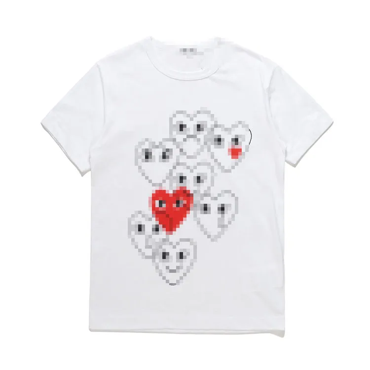 Designer tee mäns t-shirts cdg com des garcons spela logotyp röd hjärta kort ärm t-shirt vit xl märke