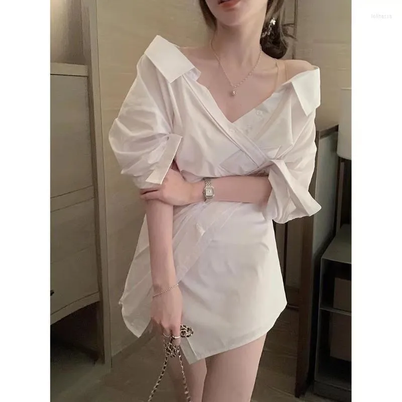 Korean Fashion Mini Dress for Women - Elegant Harajuku Style Casual Summer Summer Clothes for Women with Long Sleeves