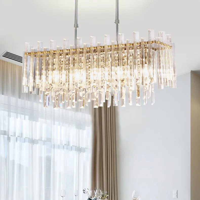 Chandeliers LED Modern Crystal Lights Fixture American Round Rectangle Chandelier Hall Bed Room Living Home Indoor Lighting