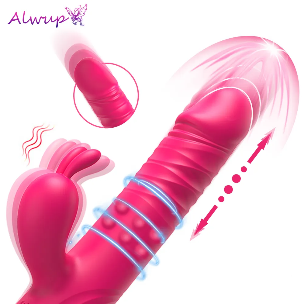 Вибраторы кроличьи вибратор для женщин влагалище gspot gspot nipple clitoris стимулятор, толкающий телескопический вращающийся фаллоимитатор для взрослых сексуальных игрушек 230307
