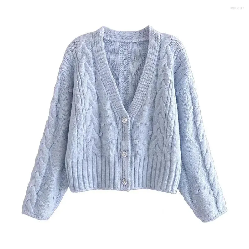 Frauen Strick Xikom 2023 Herbst Blue Strickjacke für Frauen Stricker Pullover gegen Nacken Langarm Top Casual Lose Frauen