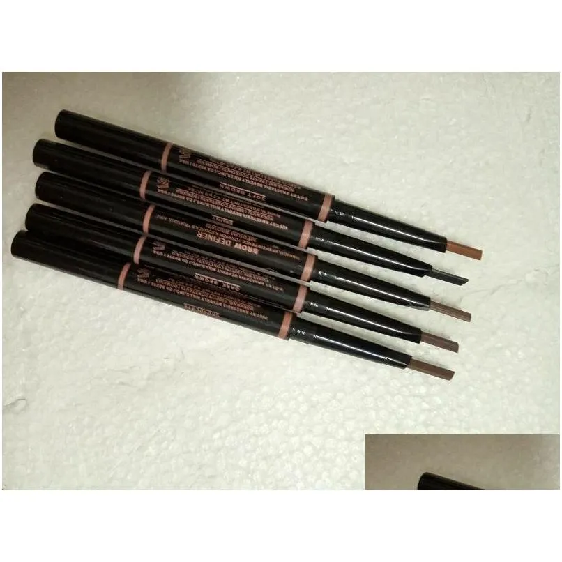 Eyebrow Enhancers Makeup Double Pencil Brow Definer Skinny Crayon Ebony/Soft Brown/Dark Brown / Medium Drop Delivery Health Beauty Ey Dhj2S