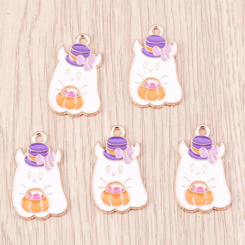 Charms 10/20pcs Cute Enamel Halloween Candy Ghost For DIY Earrings Necklaces Handmade Bracelets Jewelry Making Accessories