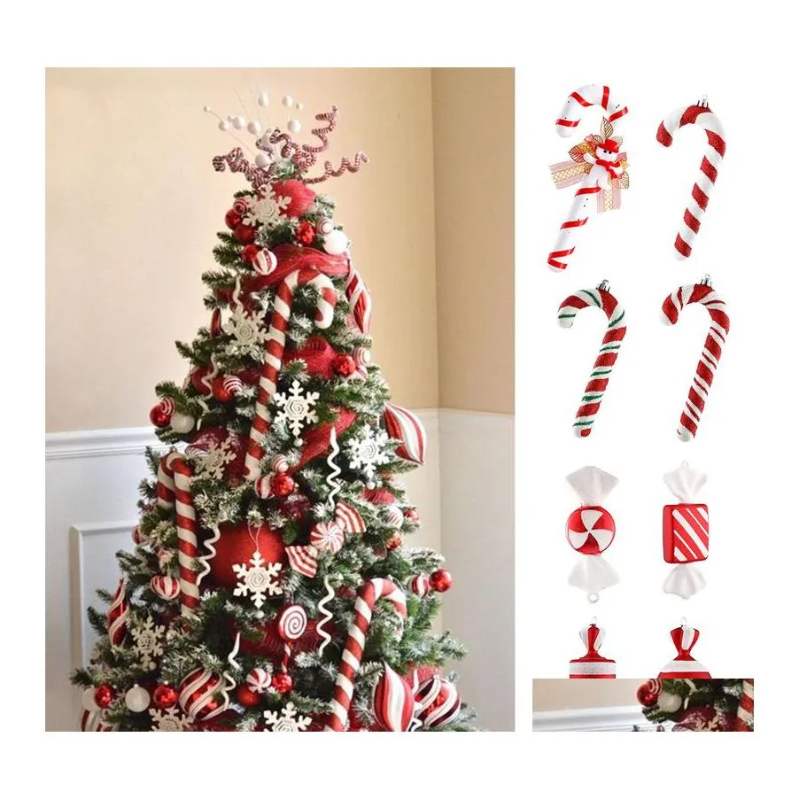 Décorations De Noël Big Candy Cane Canes Arbre Pour La Fête À La Maison Année De Noël Ornements Suspendus 220914 Drop Delivery Garden Festive Suppli Dhnia