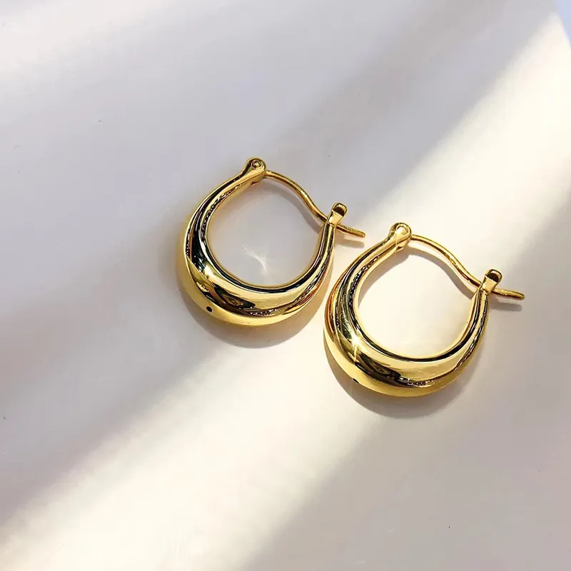 Stud YUNLI Real 18K Gold Hoop Earring Pure AU750 U Shape Luxury Vintage Earrings for Women Fine Jewelry Gift EA021 230307