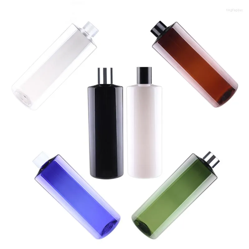 Storage Bottles Multicolor 500ML X 12 Empty Plastic Flat Shoulder Bottle With Screw Cap Skin Care Cosmetics Packaging For Hydrosol Toner