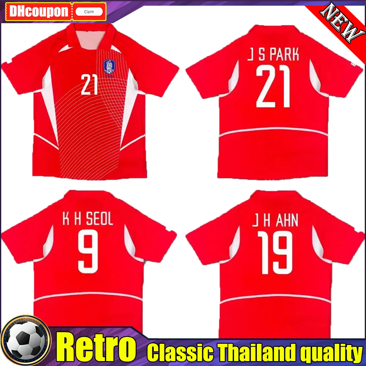 2002 South Korea National Team Retro Soccer Jersey Home Red Classic Football Shirt From