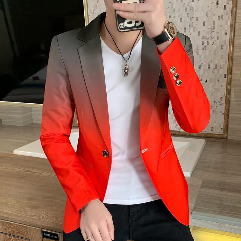 Erkekler Suits Blazers Blazer Fot Erkekler Bahar Erkek Gradyan Takım Ceket Maskülino Kore Stil İnce Uygun Sıradan Erkekler Moda Trend Elbise Ceket 230308