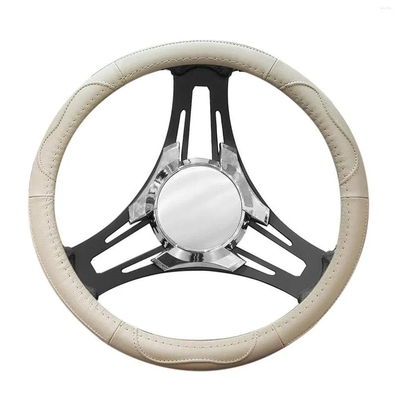 Couvre-volant Couvre-volant en cuir rond enveloppe de voiture universelle poignée souple anti-dérapant véritable pour voitures camions