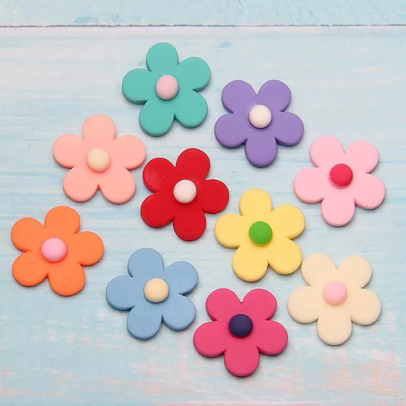 Charms DIY smyckesfynd 25mm 10st Solid Solors Spring Flower Harts Cabochons Ornament Accessories Girl Hair Clip