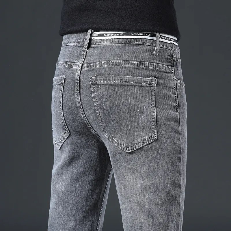 Jeans maschile di alta qualità primavera autunno allungamento solido slim fit adolescenti studentesche uomini jeans cowboy leisure jouth wouth pantaloni 230308 230308