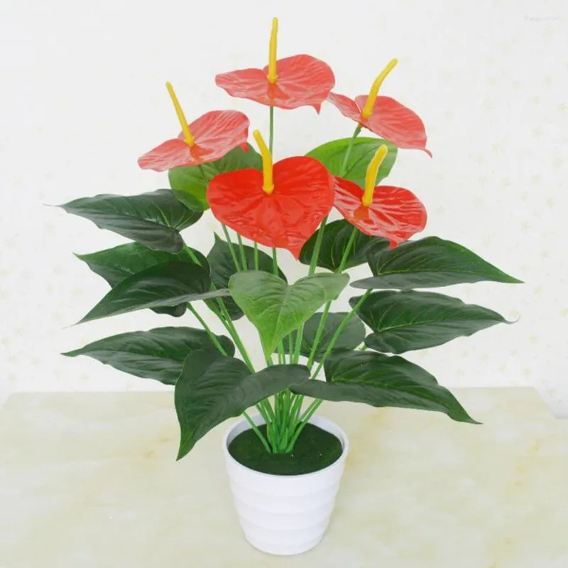 Fiori decorativi Anthurium Fiore Pianta artificiale El Home Office Giardino Pografia fai da te Soggiorno Ristorante Decorazioni di nozze