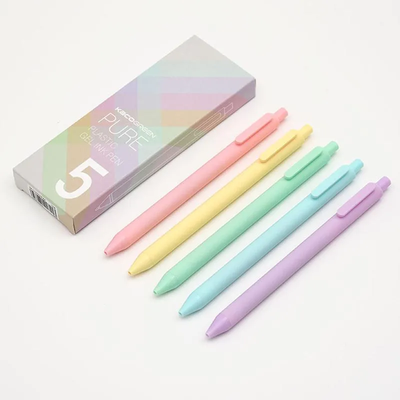 Stylos Gel 5 pièces/lot coloré stylo à bille à encre colorée noire pour l'école étudiant bureau signature écriture papeterie cadeaux