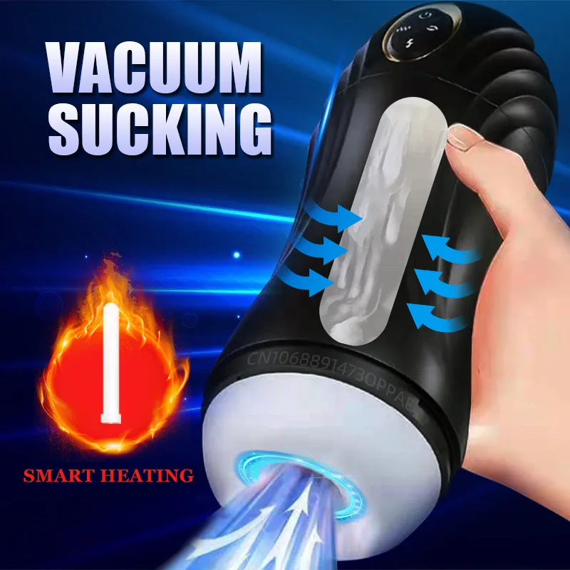 Masturbateurs Mâle Masturbateur Tasse Automatique Sucer Aspiration Sous Vide Chauffage Réel Vagin Chatte Fellation Vibrateur Oral Sex Toys Pour Hommes Adultes 18 230307