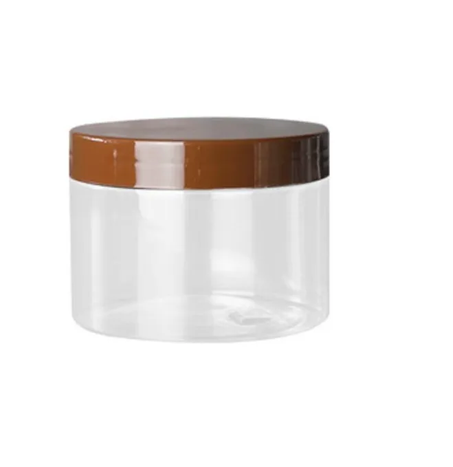 Dia.89mm Transparent PET Hair Wax Refillable Bottle Brown Plastic Screw Lid Cosmetic Packaging Candy Pots Empty Plastic Facial Cream Jars Wholesale