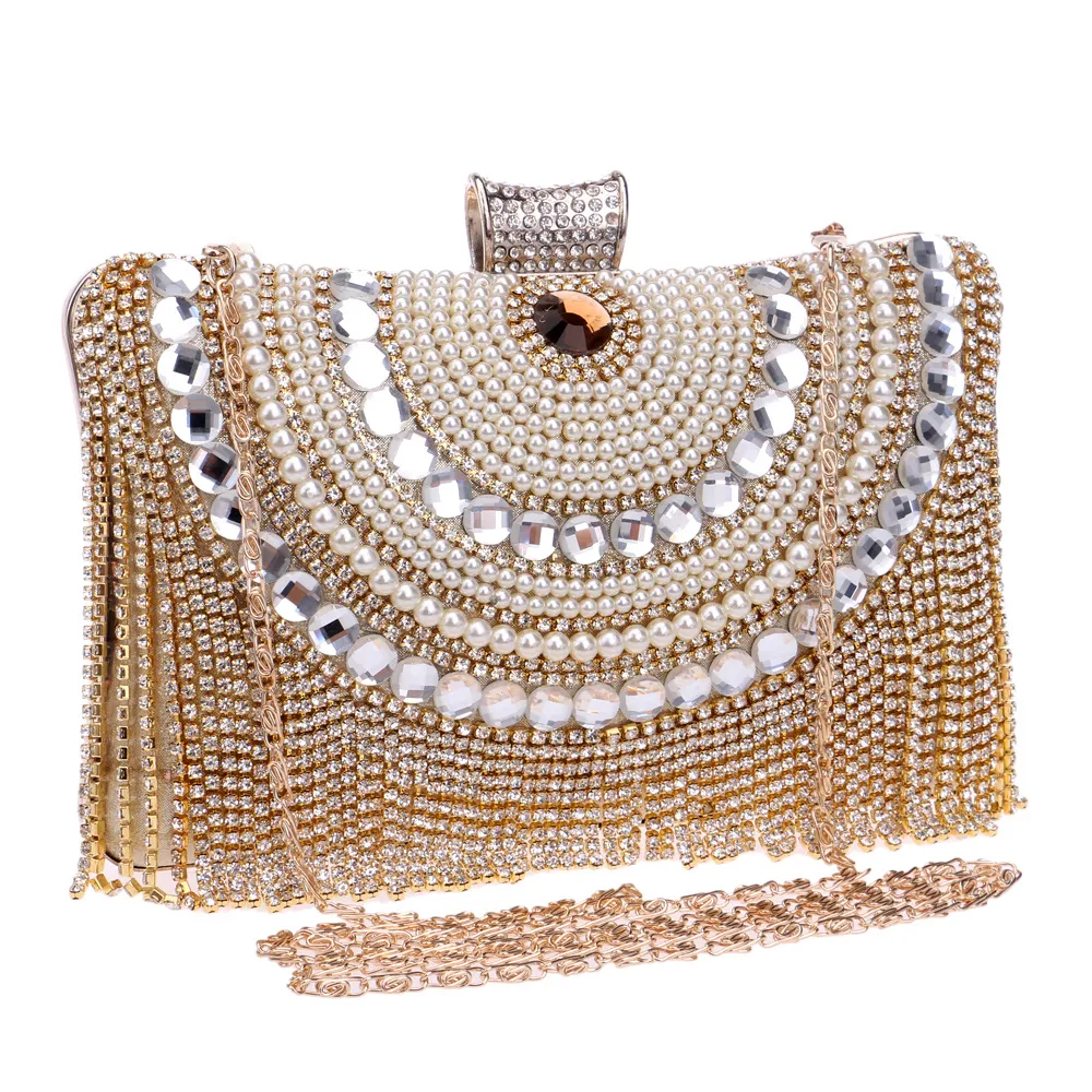 HBP Rhinestones Borla Embrague Diamantes Con Cuentas Metal Bolsos De Noche Cadena Hombro Mensajero Bolsos De Noche Para Bolso De Boda