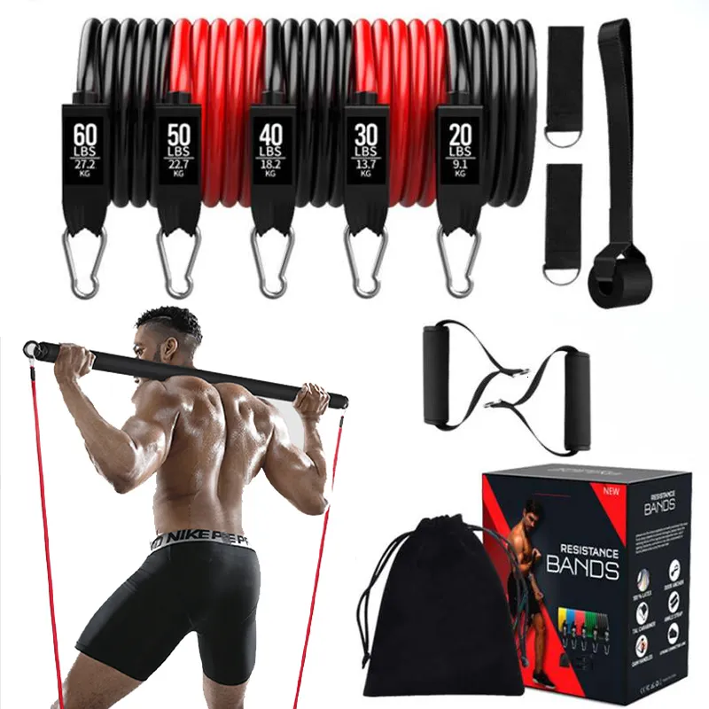 Resistance Bands Portable Pilates Bar Kit With Fitness Stick Hem Gym Bodybuilding Elastic Workout Equipment 230307