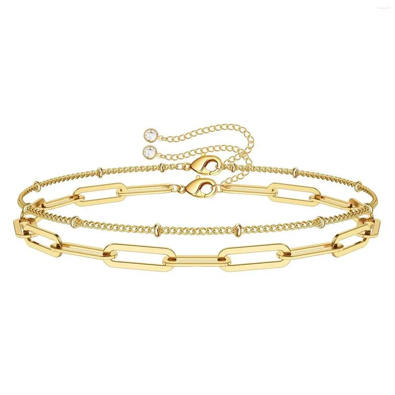 Bracelets porte-bonheur 2023 Simple tempérament dame trombone chaîne de cuivre à la main Double couche Bracelet tendance tout match en gros