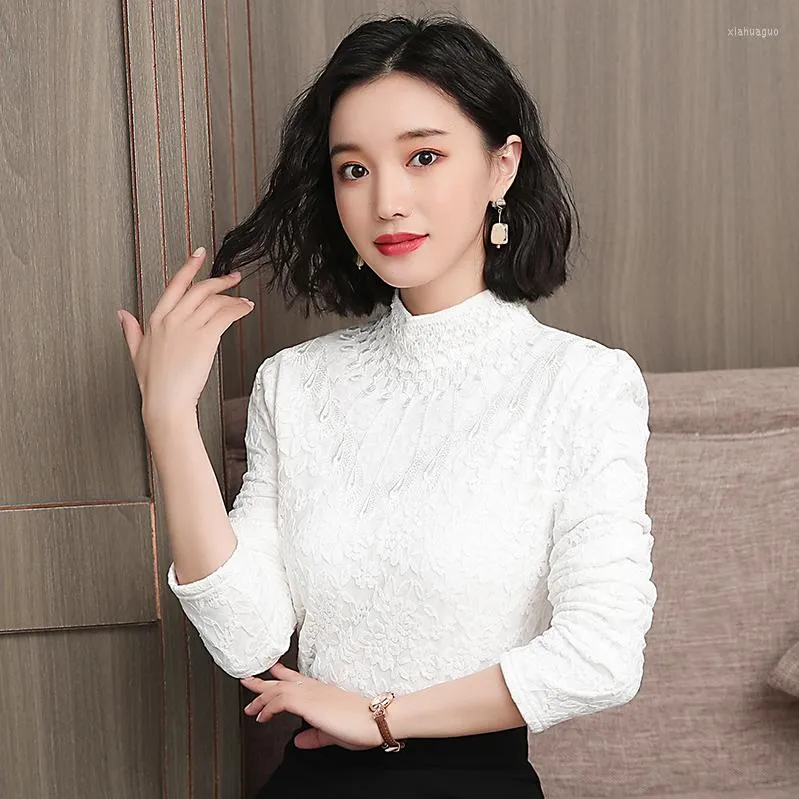 Venta De Blusas Para Mujer Camisas De Manga Larga Con Cuello Con Volantes Blusa Elegante De Encaje De Talla Grande Para Mujer Ropa Blusas Femeninas Ropa De Oficina De 28 21 DHgate