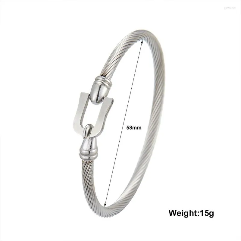 Bangle Trendy Charm Cuff Tie Knot Bracelets U Bangles For Women Gold Color 316L Stainless Steel Wire Thin Simple Jewelry