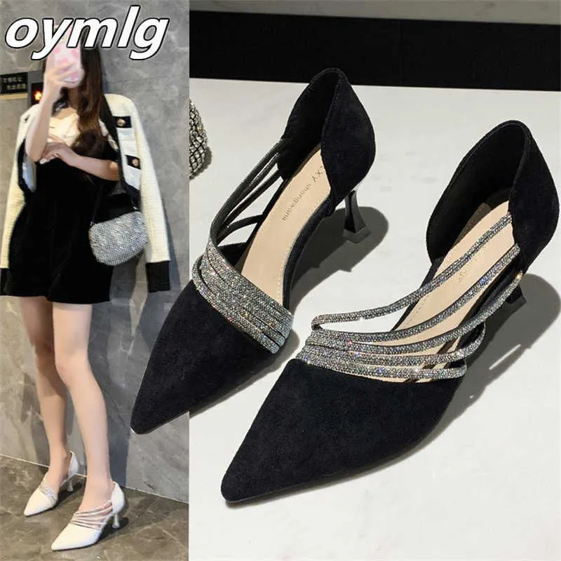 Temperament Stiletto High Heels Women's Summer New Rhinestone Pointed Shoes Trendy Fashion Ladies Hollow 230304