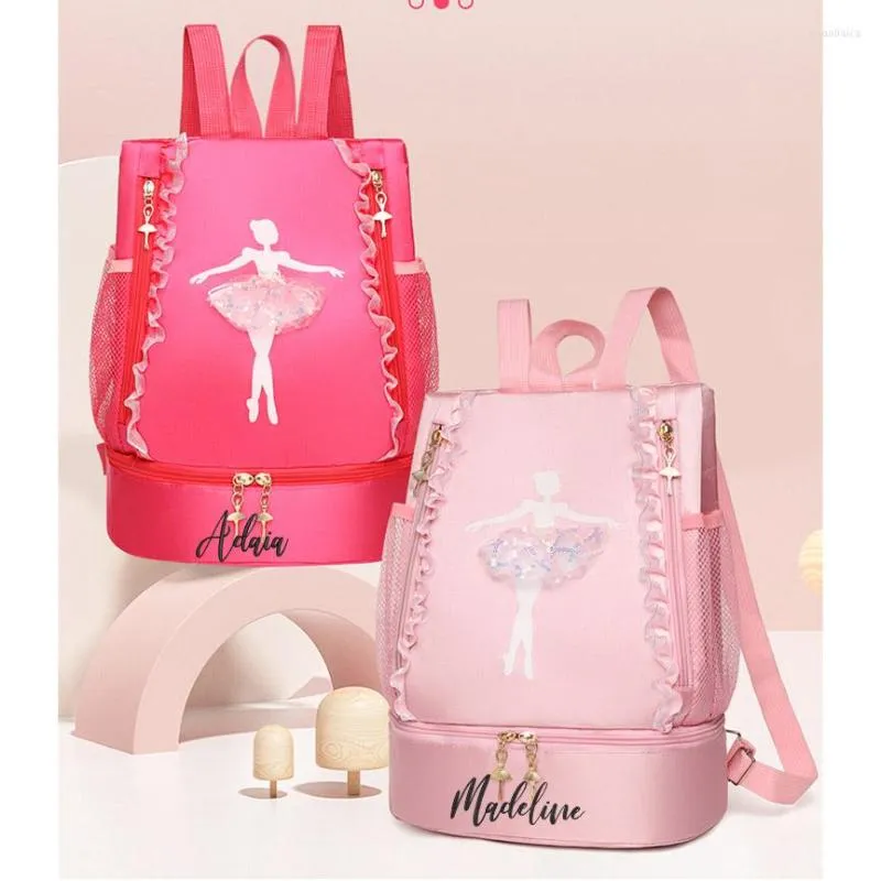 School Bags Personalised Embroidery Girl Ballet Dance Bag Kids Princess Dancing Backpack Rucksack For Latin Gymnastics Yoga Sport