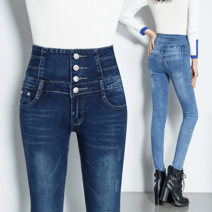 Women's Jeans Womens skinny Jeans High Waist Fashion Slim Denim Long Pencil Pants Woman Jeans Camisa Feminina Lady Fat Trousers Clothes 34 36 230308