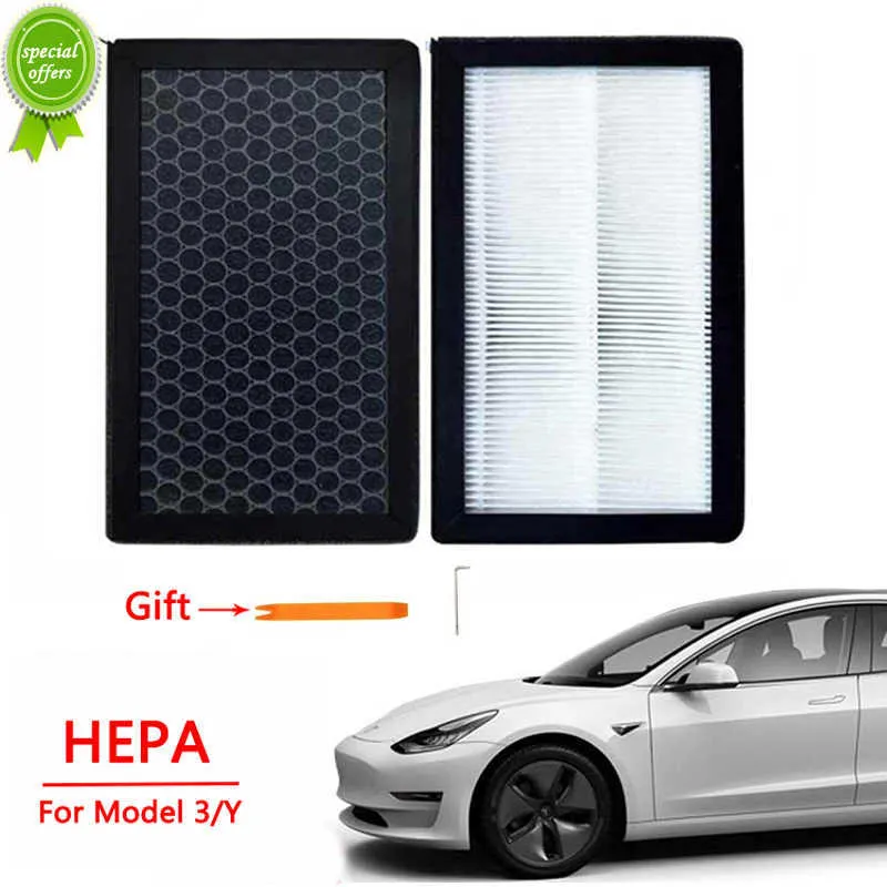 Novo filtro de ar de 2 pcs para Tesla Modelo 3 Modelo Y 2022 Filtro de ar HEPA com substituição de elemento de filtro de ar -condicionado ativo