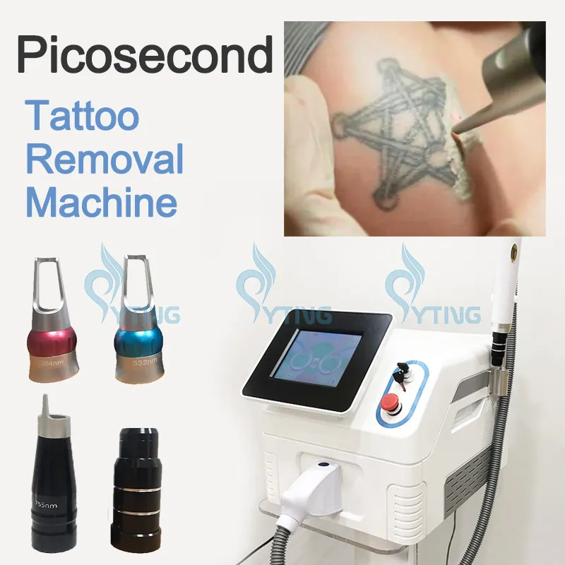 CE goedgekeurd draagbare picoseconde laser schoonheidsmachine voor sproet pigmenten tattoo verwijdering pico -apparatuur koolstofschil q geschakeld nd yag 1064nm 532nm 1320nm 755nm