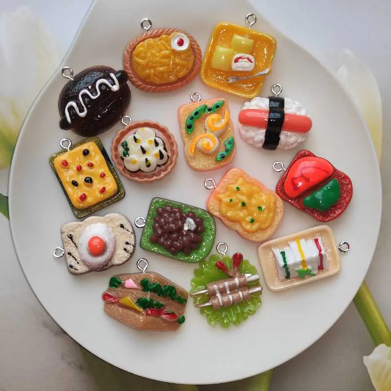 12 Mini Toast Bread Hamburger Polymer Clay Charms Resin Food Pendants For  DIY Bracelets, Earrings, And Jewelry Making From Dennisevor, $10.53